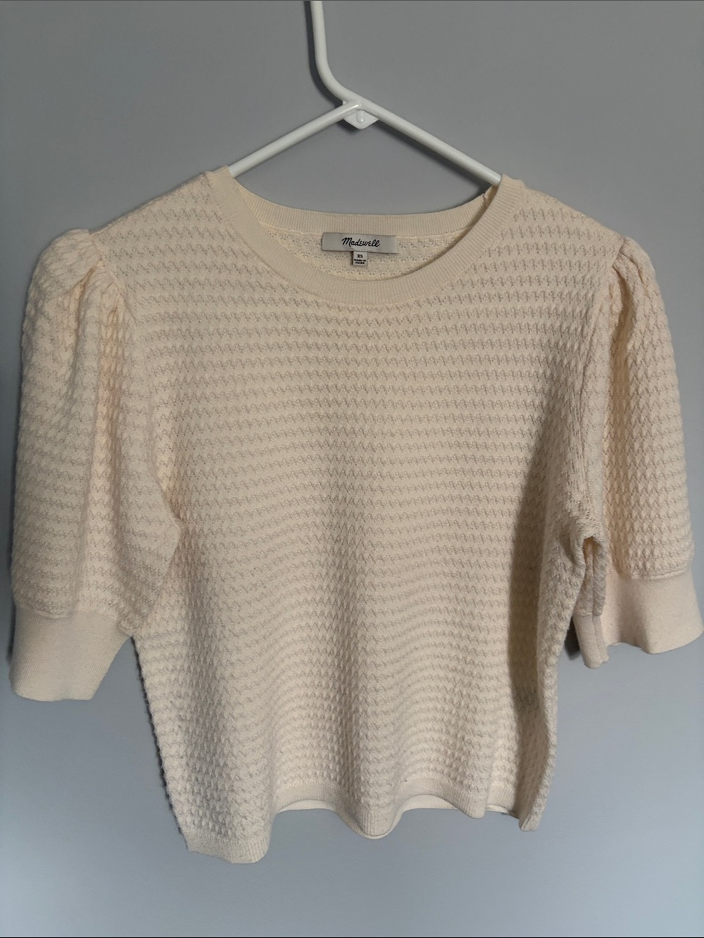 Madewell Cream Puff Sleeve Textured Knit Top